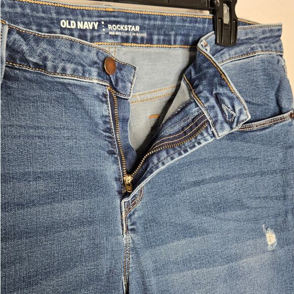 Old Navy Mid-Rise Distressed Rockstar Super Skinny Jeans Women's 16 - Picture 7 of 11